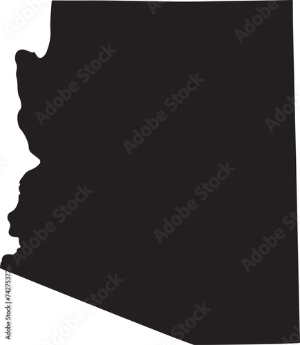 Arizona map isolated on transparent background. Black map for your design. Vector illustration, easy to edit.