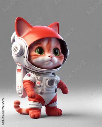 Ginger cat. Cat in a spacesuit. Ginger cat astronaut Fantasy drawing