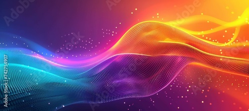 Glowing colorful spectrum light wave Generative AI technology. © Hero Design