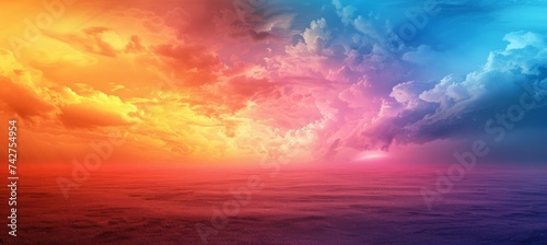 Majestic colorful sunset sea. Generative AI technology.