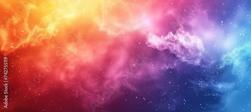 Colorful rainbow nebula clouds space galaxy. Generative AI technology.