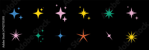 Brutalist shapes for swiss minimal style design. Trendy geometric postmodern primitive figures. Brutalist bauhaus contemporary star line and forms. Vector