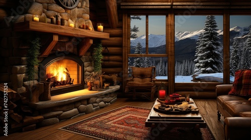 cozy fireplace lodge