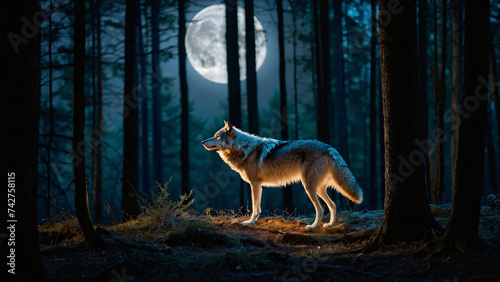 Wilki w naturalnym środowisku. Generative AI. photo