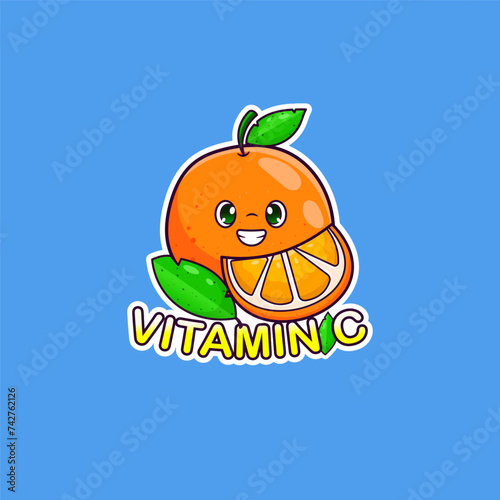 Free vector cute orange fruit mascot