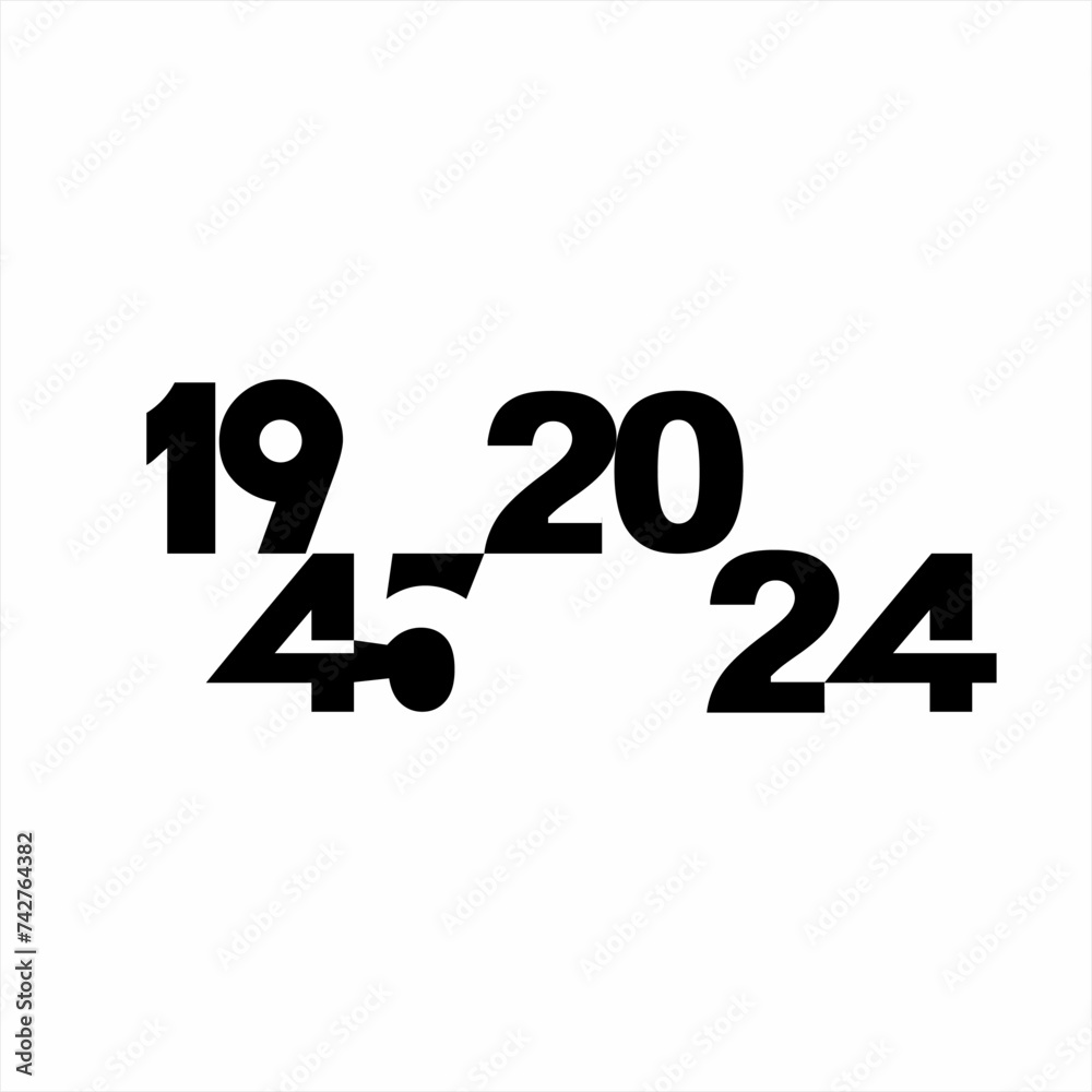 Simple 1945 and 2024 vector number design. Simple 1945 and 2024 vector number design.