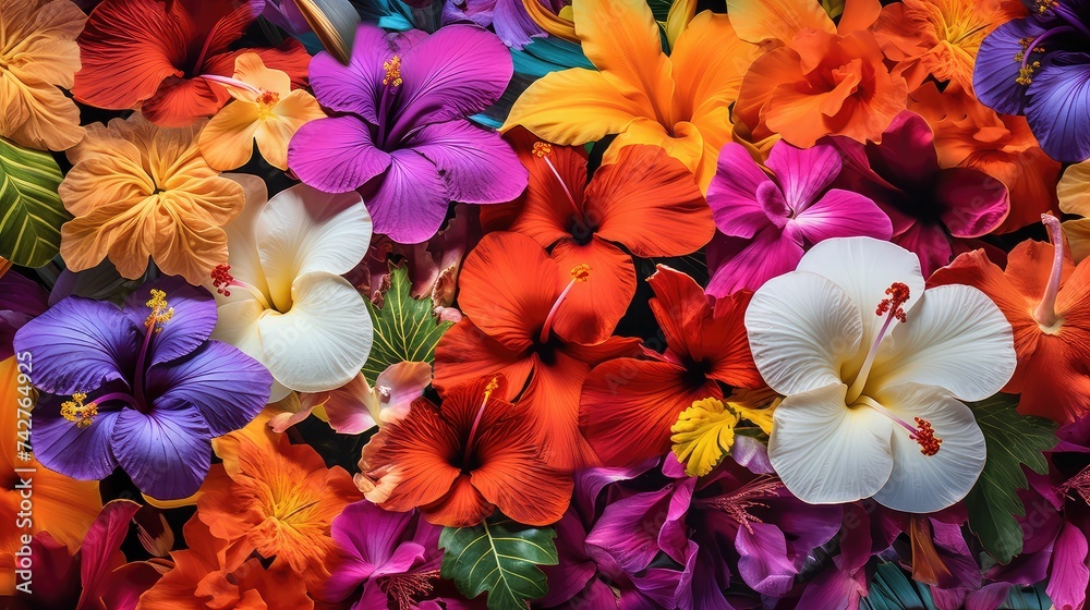 vibrant tropical flowers background