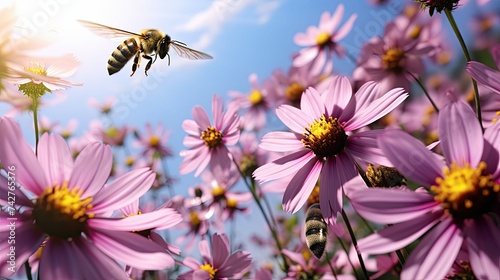 nectar bees on flowers photo