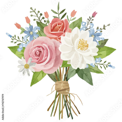 Watercolor rose bouquet  vector