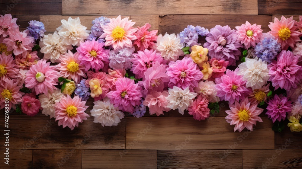 rustic wood background flowers