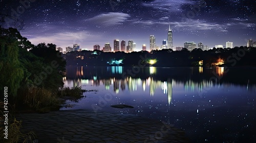 peaceful night lake atlanta © PikePicture