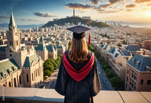 Graduated woman wearing aca...