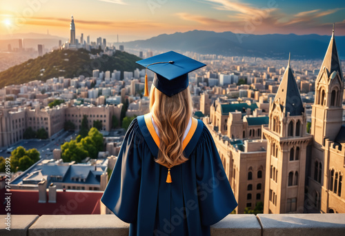 Graduated woman wearing aca...