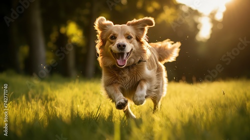 exercise dog running in grass photo