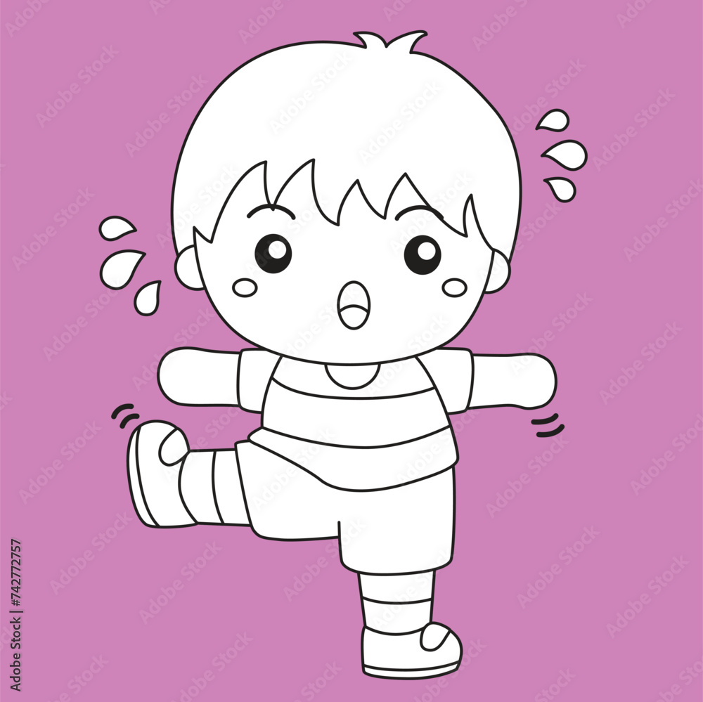 Happy Kids Doing Healthy Lifestyle Free Exercise Workout Activity Cartoon Digital Stamp Outline Happy Kids Doing Healthy Lifestyle Free Exercise Workout Activity Cartoon Digital Stamp Outline