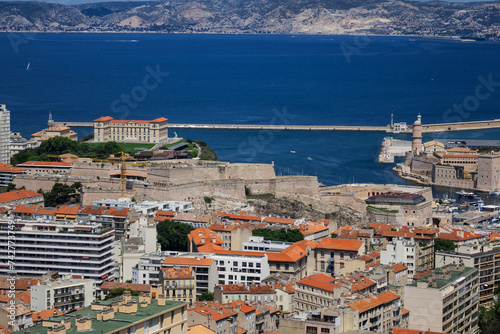 Beautiful panoramic view of the city of Marseille. Marseille is the second largest city of France  capital of the Provence-Alpes-Cote d Azur region. MARSEILLE  FRANCE.