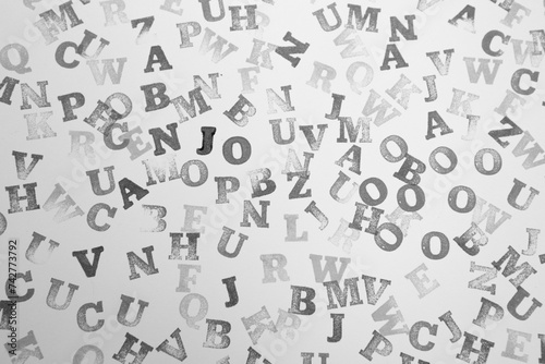 black and white  letters and stamps on a white background