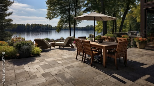outdoor lake house patio © PikePicture