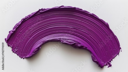 Purple paint stroke on white background, abstract design element for creative projects and concepts.