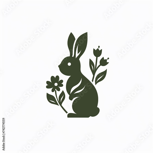 minimalist logo , in the middle, expansion of easter eggs and easter flowers from the inside out, simple