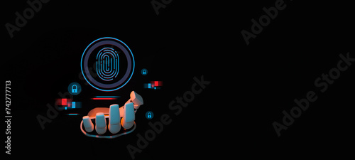 Cybersecurity and privacy concepts to protect data. Lock icon and internet network security technology.  Digital crime by an anonymous hacker. cyber security. 3D illustration