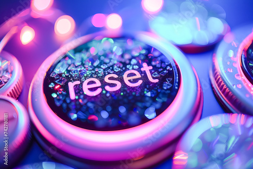 button with neon colors with the message reset 