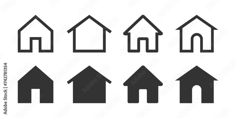House icon set. Home icon vector. Simple collection of home page line and flat icons House icon set. Home icon vector. Simple collection of home page line and flat icons