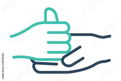 help sign language. symbol 'Help' sign in sign language with diverse hands, offering assistance. line icon style. element illustration