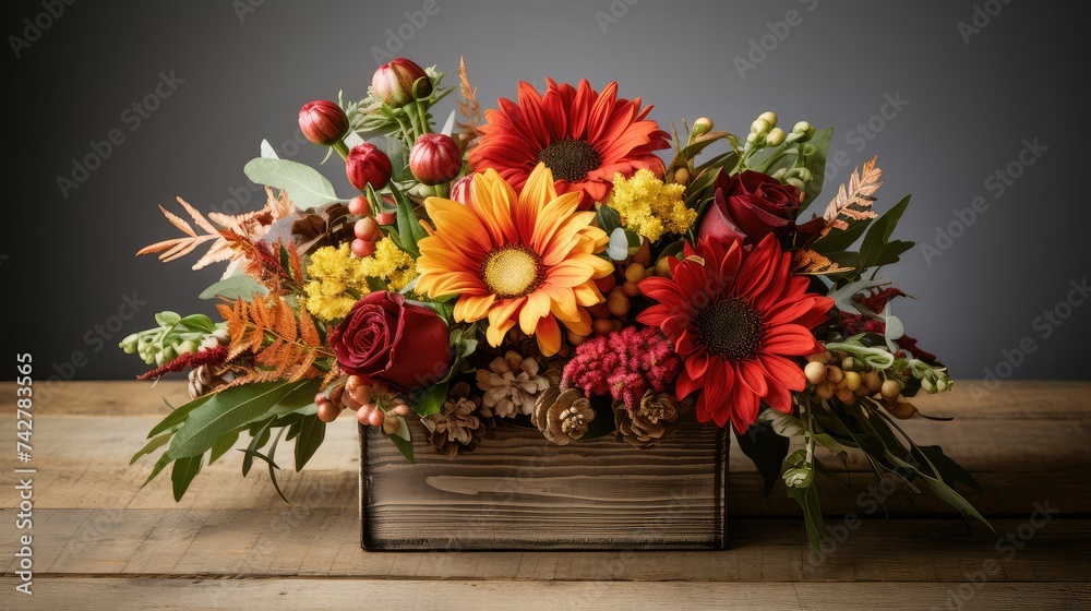 Obraz premium harvest fall flower arrangement