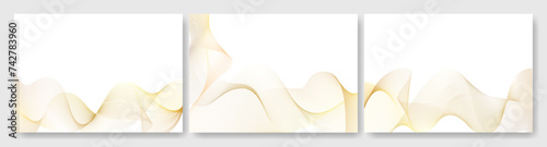 Horizontal gold wavy lines minimal background. Corporate calendar, gala invitation, premium certificate design. Medicine graduation award leaflet, royal golden color waves.