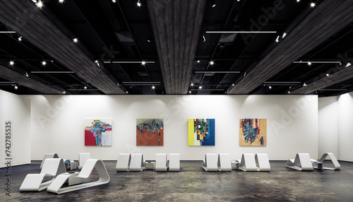 Ausstellunghalle einer Art-Galerie - 3D Visualisierung photo