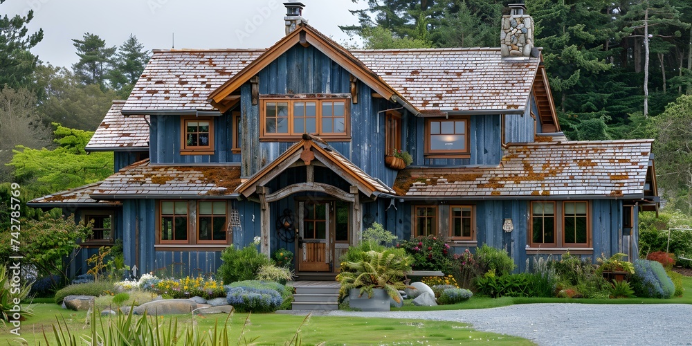 Vintage beach house featuring rustic shingles and iconic barnlike roof design. Concept Architecture, Beach House, Vintage Design, Rustic Shingles, Iconic Roof