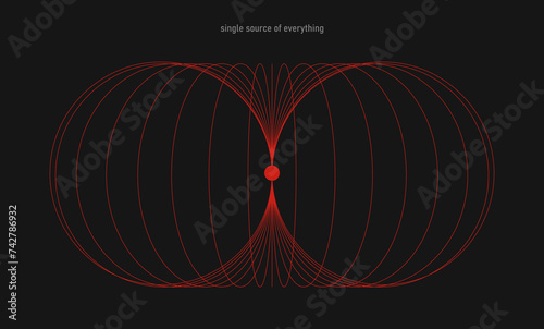 Geometric lines forming abstract structure against black background titled single source of everything. Modern aesthetics, minimalist art. Vector design for creative cover, poster and ad
