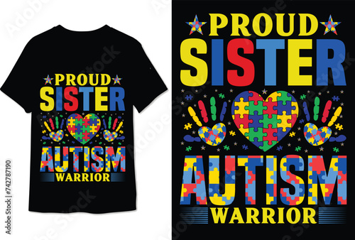 autism tshirt design colorful graphic autism tshirt  Autism Awareness T-shirt Design photo