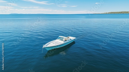 vacati boat on lake aerial © PikePicture