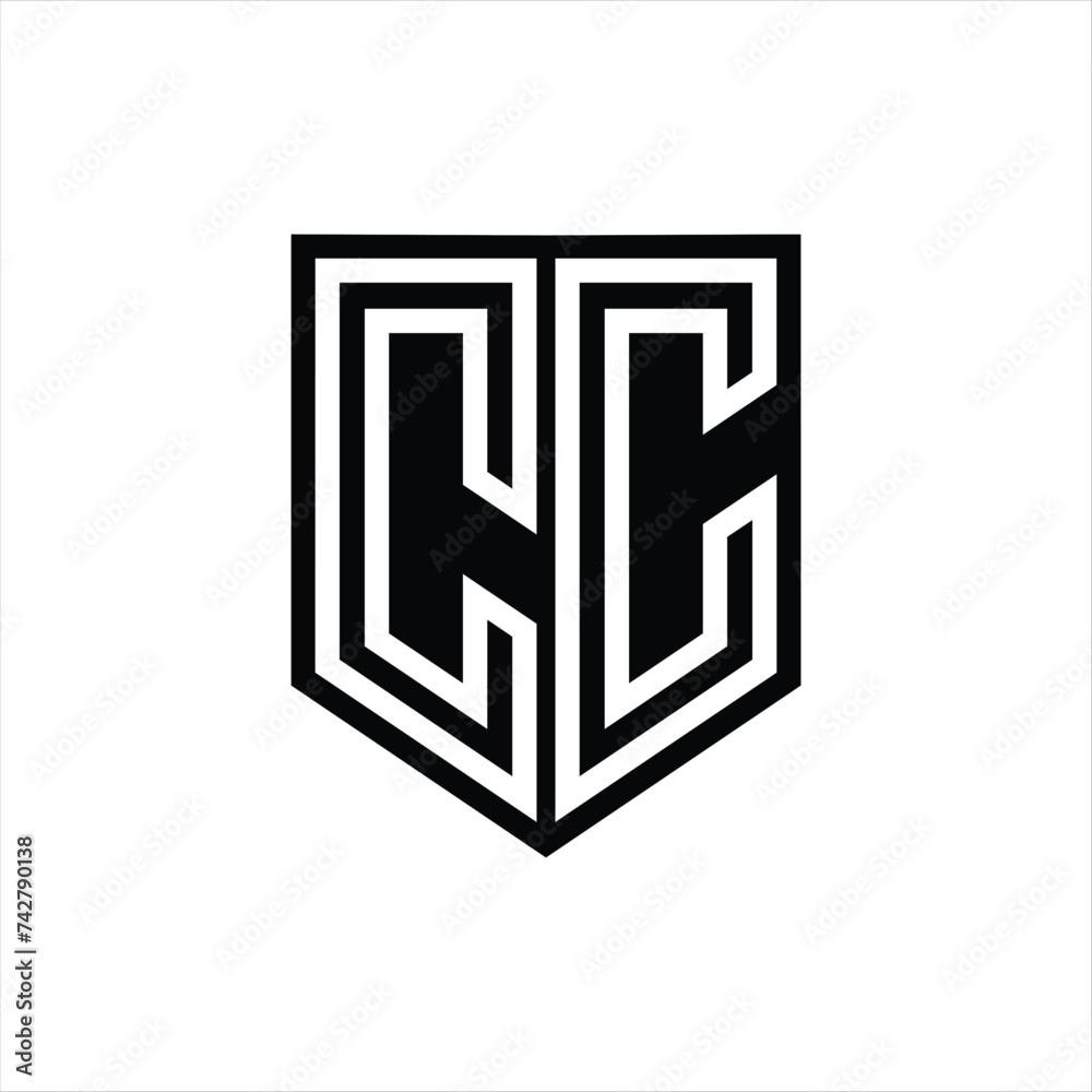 CC Letter Logo monogram shield geometric line inside shield design template CC Letter Logo monogram shield geometric line inside shield design template