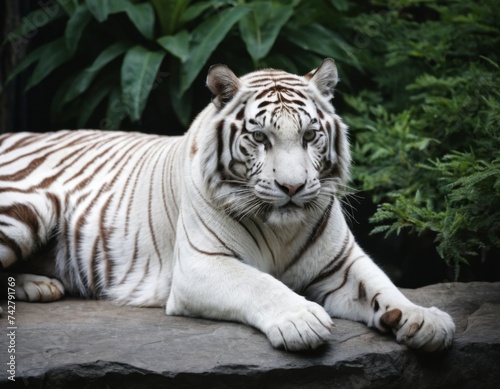 White tiger with black stripes