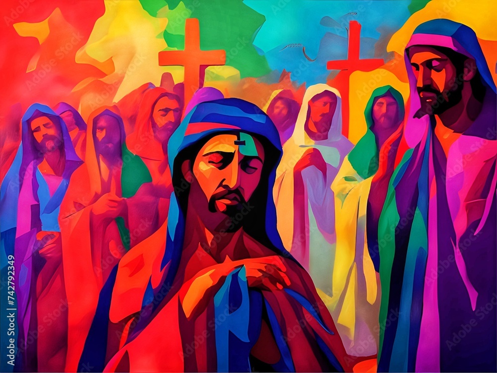 Fototapeta premium Christian background with christian cross symbol