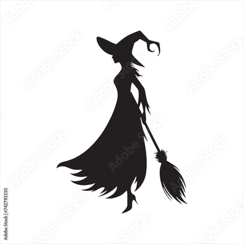 Dynamic Witch Silhouette Collection - Explore the Dark Side of Halloween with Halloween Witch Illustration
