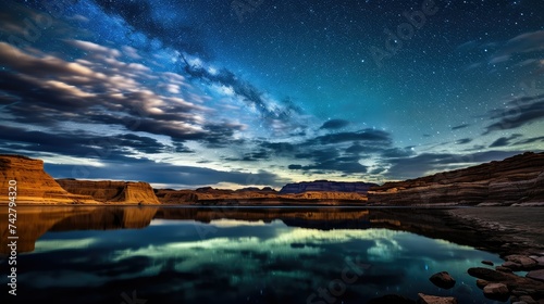 Fototapeta Naklejka Na Ścianę i Meble -  stars night sky lake powell