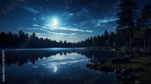 tranquility night lake © PikePicture