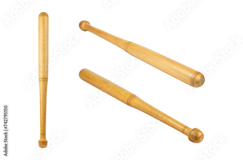 set wooden baseball bat isolated from background