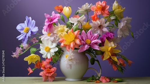 tulip spring flowers in vase photo