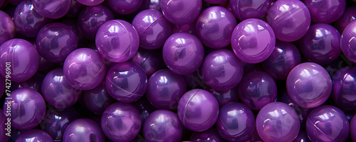Purple plastic balls selected for a ball pit.