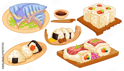 Food Illustration. Japanese food. Vector Illustration