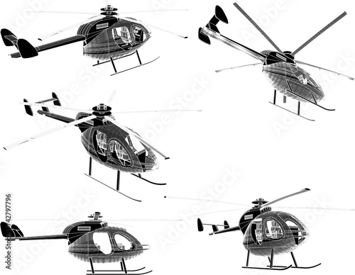 Vector illustration of a design sketch for mini heli public transportation for short distance travel