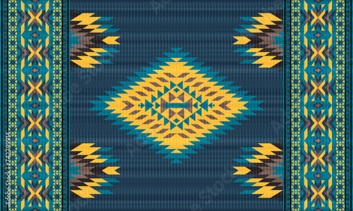 American tribal ethnic native pattern.Traditional Navajo,Aztec,Apache,Southwest and Mexican style fabric pattern.Abstract vector motifs pattern.For fabric,clothing,blanket,carpet,woven,wrap,decoration