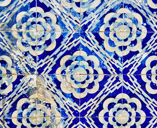 Colorful Portugese patterned tiles, Praia da Costa Nova, Aviero, Portugal, Europe