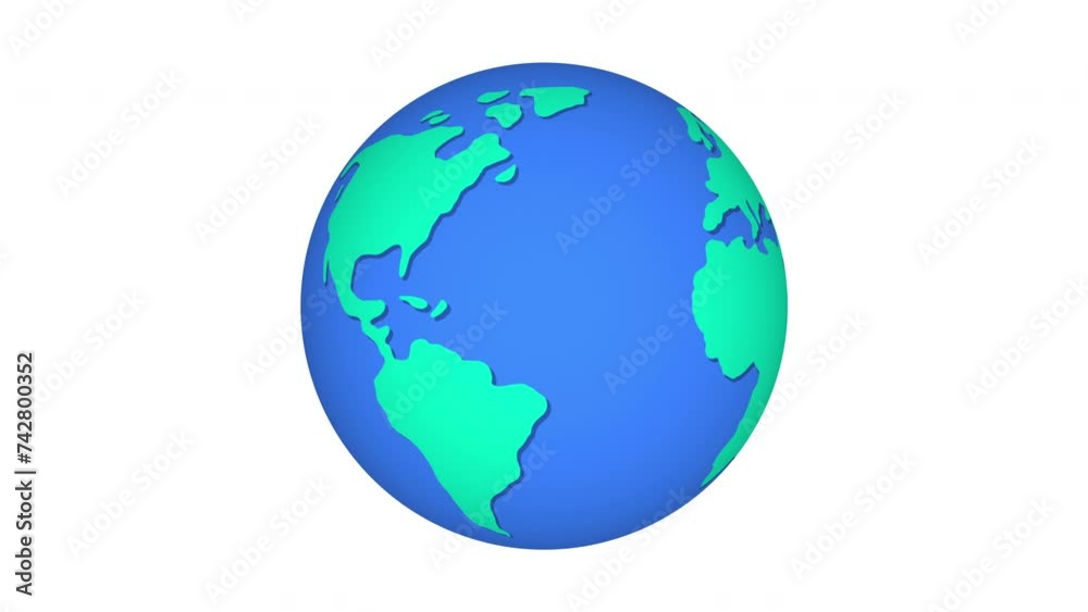 Flat design of spinning Earth isolated on white background. Planet Earth Animation. Looped world planet with hand drawn doodle world map texture. Flat design of spinning Earth isolated on white background. Planet Earth Animation. Looped world planet with hand drawn doodle world map texture.