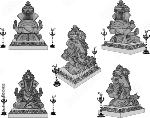 Vector illustration sketch of altar design for worshiping god goddess ganesha